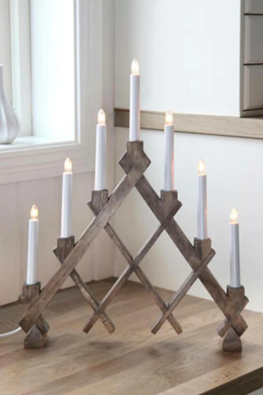 Julbelysning|Jotex Adventsljusstake Rut Brunbetsad