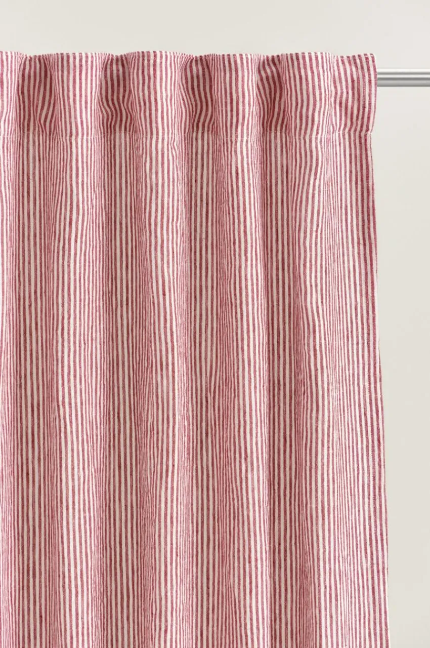 Linnegardiner|Multifunktionsgardiner|Jotex ALINA Linnegardin 2-pack Röd/naturvit