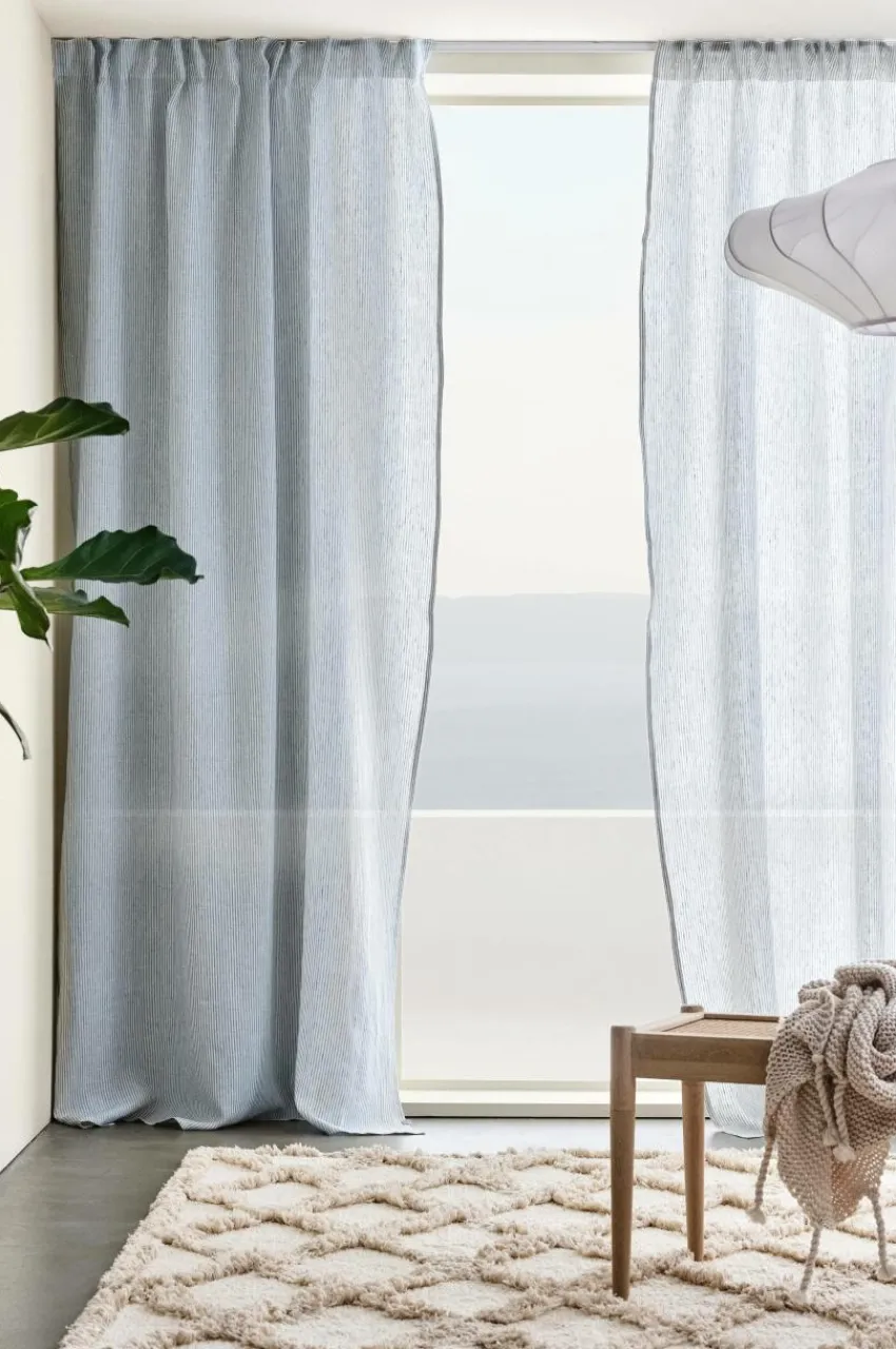 Linnegardiner|Multifunktionsgardiner|Jotex ALINA Linnegardin 2-pack Blå/naturvit