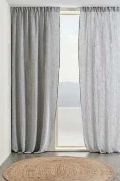 Linnegardiner|Multifunktionsgardiner|Jotex ALINA Linnegardin 2-pack Mörkblå/naturvit
