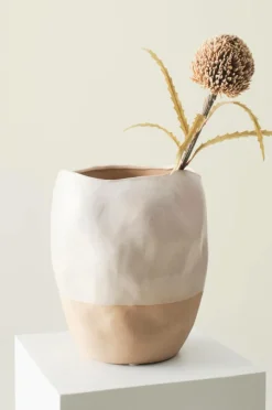 Vaser|Jotex ALMOND Vas Höjd 27 Cm Naturvit/brun