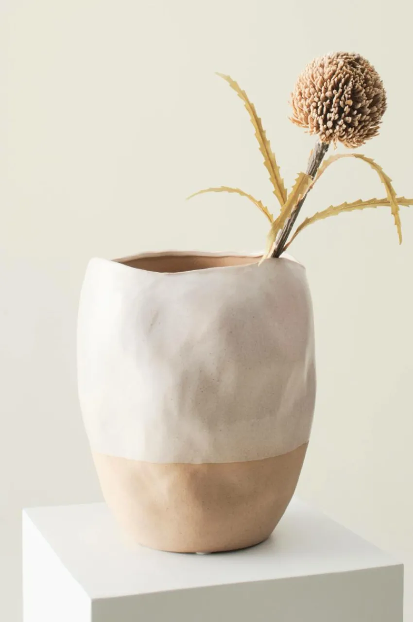Vaser|Jotex ALMOND Vas Höjd 27 Cm Naturvit/brun