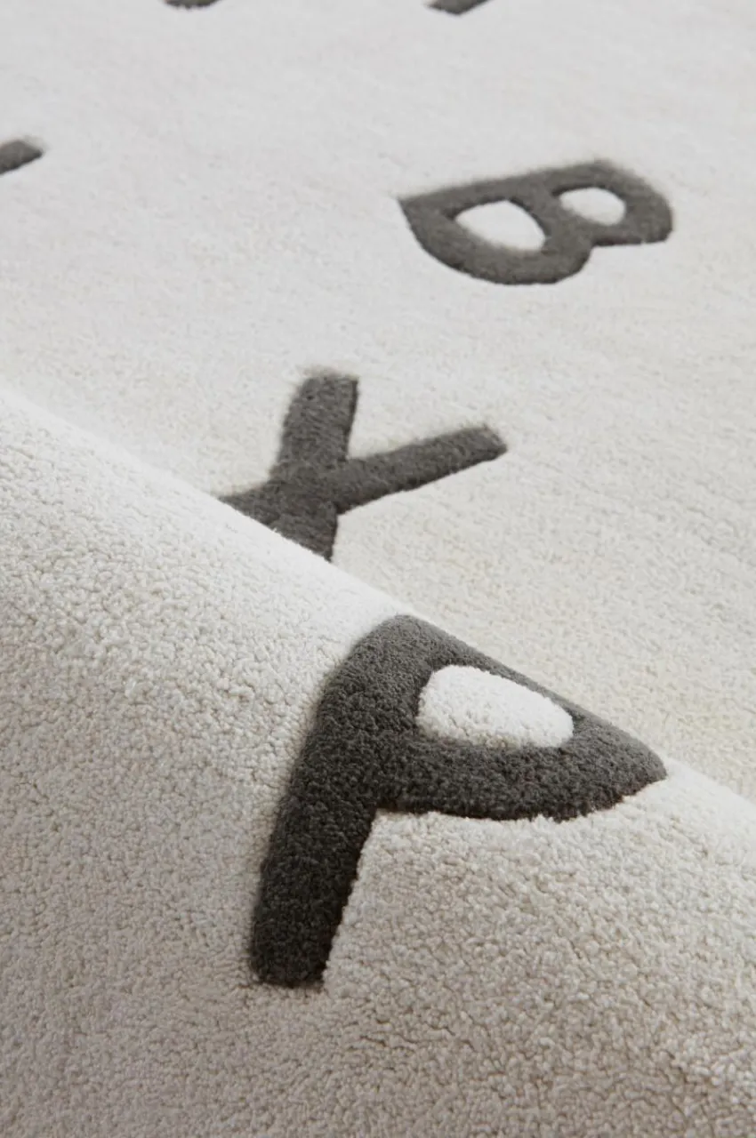 Barnmattor|Barnmattor|Jotex ALPHA Bomullsmatta 160x230 Cm - Ekologisk Naturvit/svart