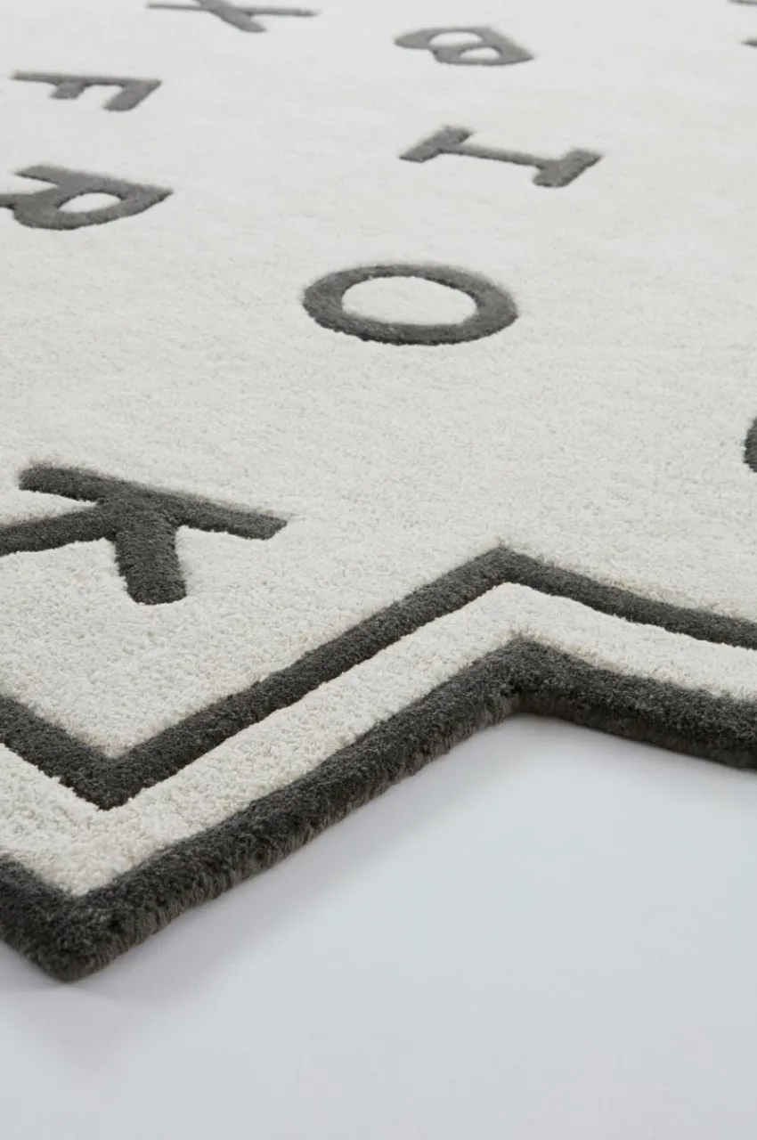 Barnmattor|Barnmattor|Jotex ALPHA Bomullsmatta 160x230 Cm - Ekologisk Naturvit/svart