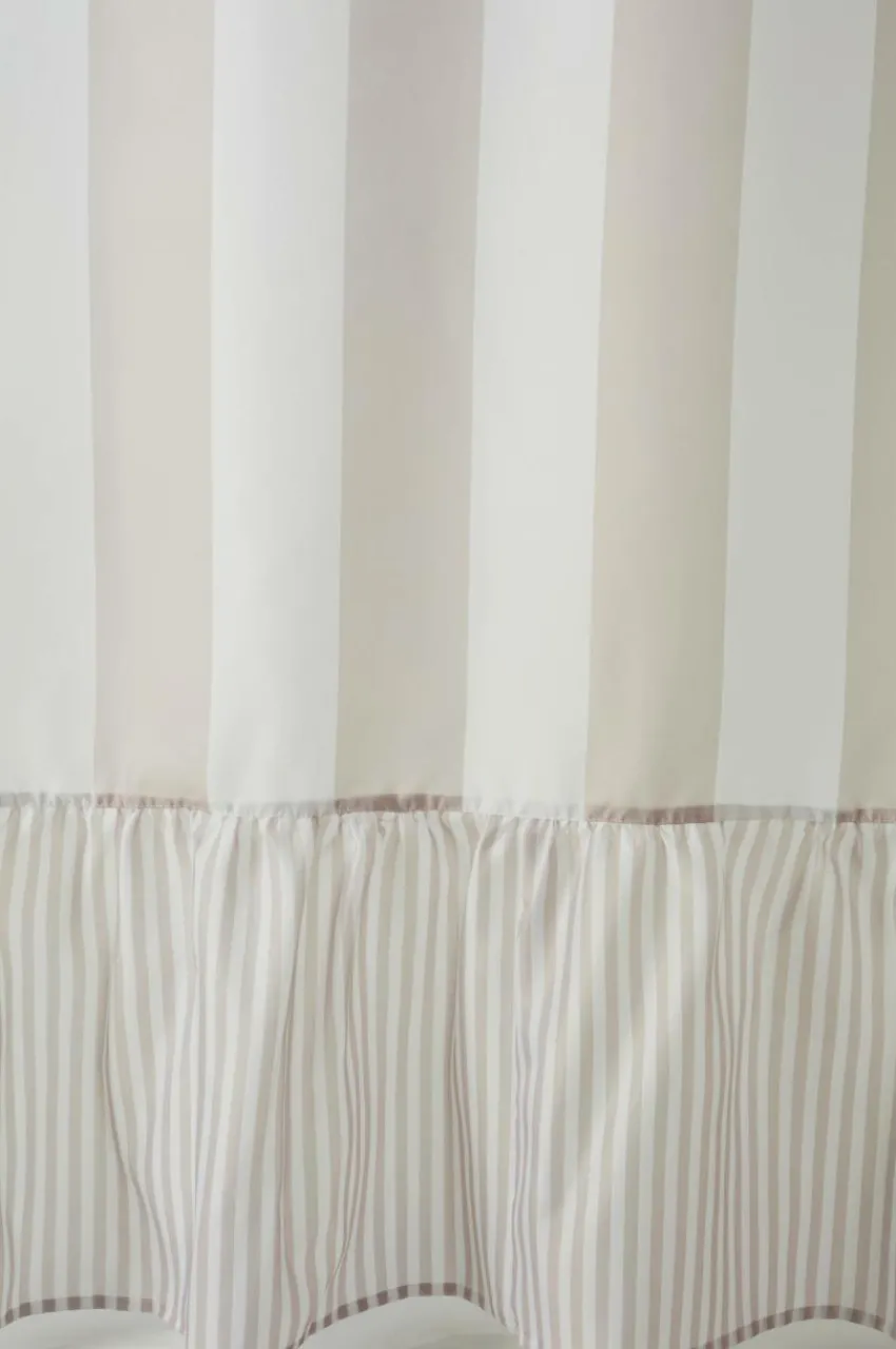 Duschdraperier|Jotex ANDREA Duschdraperi Med Volang Ljusbeige/vit