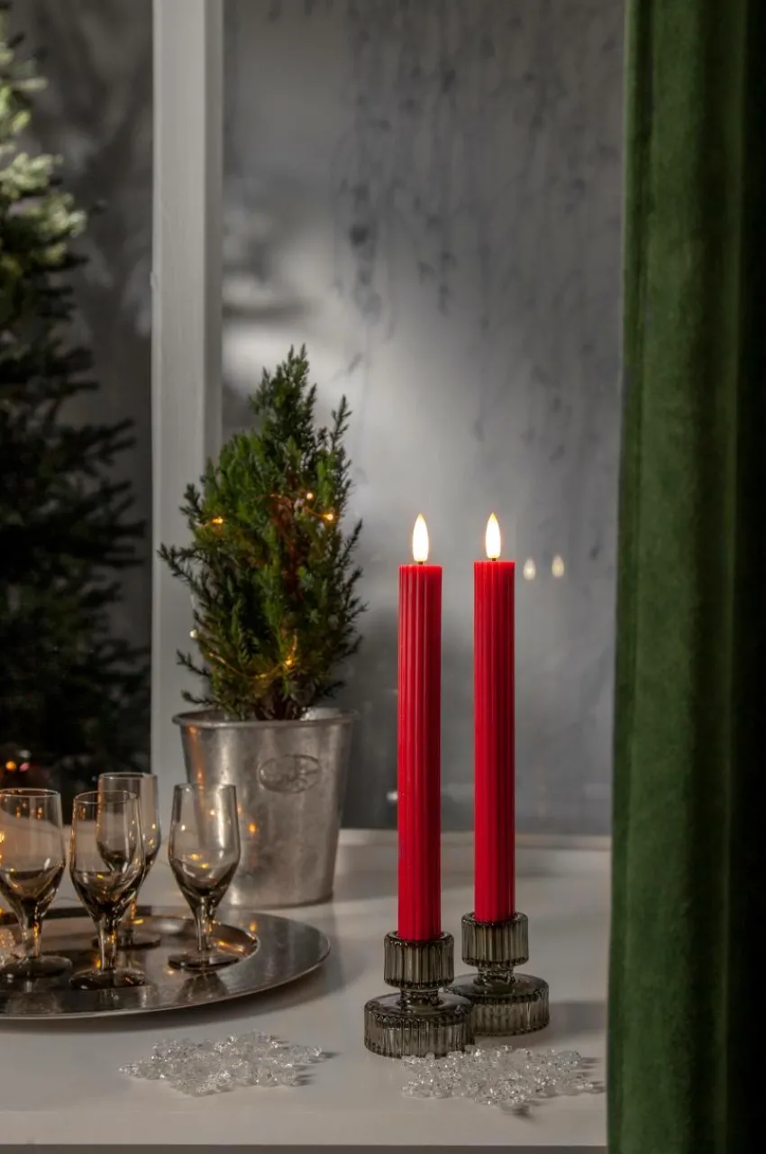 Julbelysning|Ljus|Jotex Antikljus LED Flamme Stripe 2-pack Röd