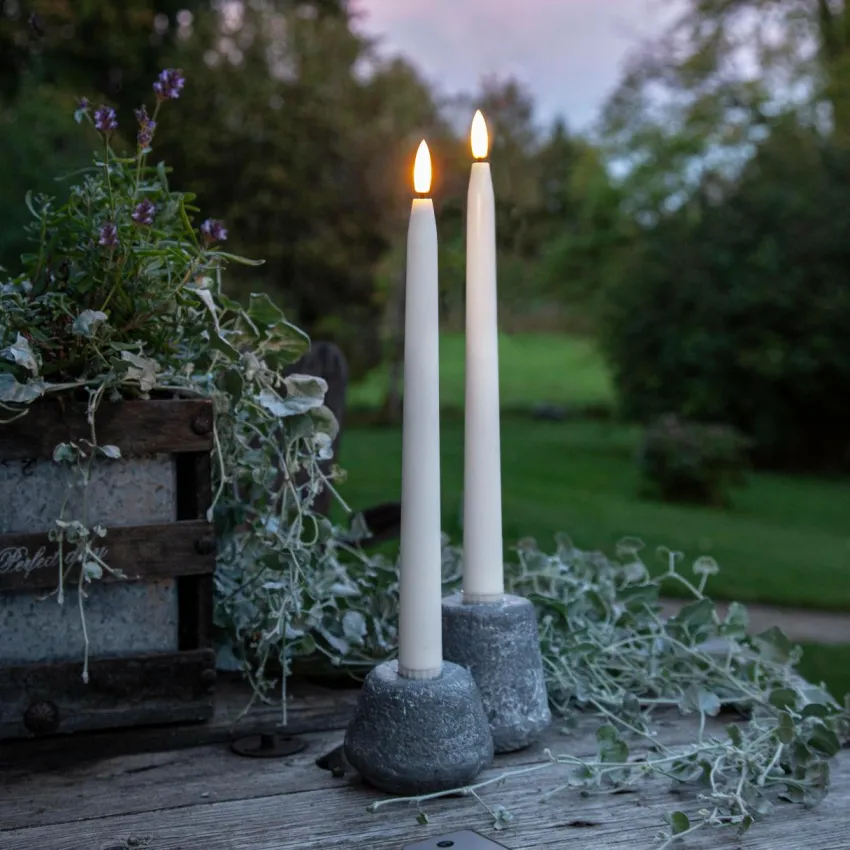 Ljus|Jotex Antikt Ljus Flamme Shine 2-p, Utomhus Vit