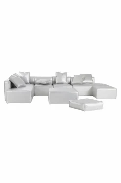 Soffor|Jotex BALTIMORE Soffmodul - Stor Med Rygg Vänster + 2 Kuddar Silver