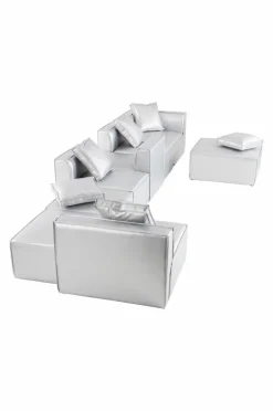 Soffor|Jotex BALTIMORE Soffmodul - Stor Med Rygg Vänster + 2 Kuddar Silver
