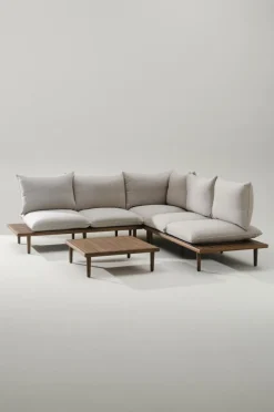 Utesoffor & Utebänkar|Utemöbler|Jotex BELMONT Soffmodul Med Ett Hörn Teak/Beige