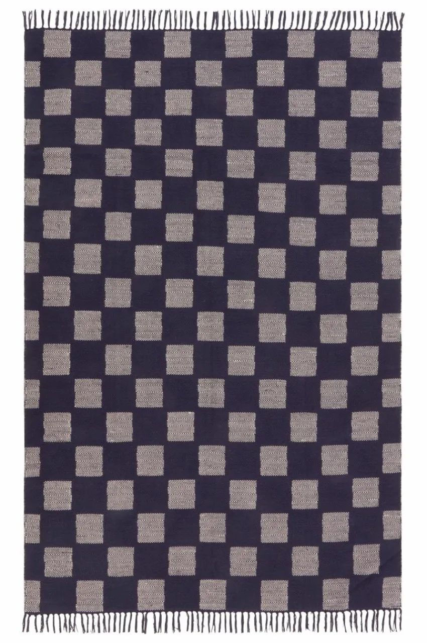 Bomulls- & Trasmattor|Jotex BELON Bomullsmatta 200x300 Cm Blå/naturvit