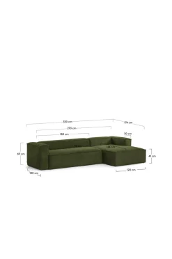 Soffor|Jotex BLOK Soffa 3-sits - Divan Höger Mörkgrön