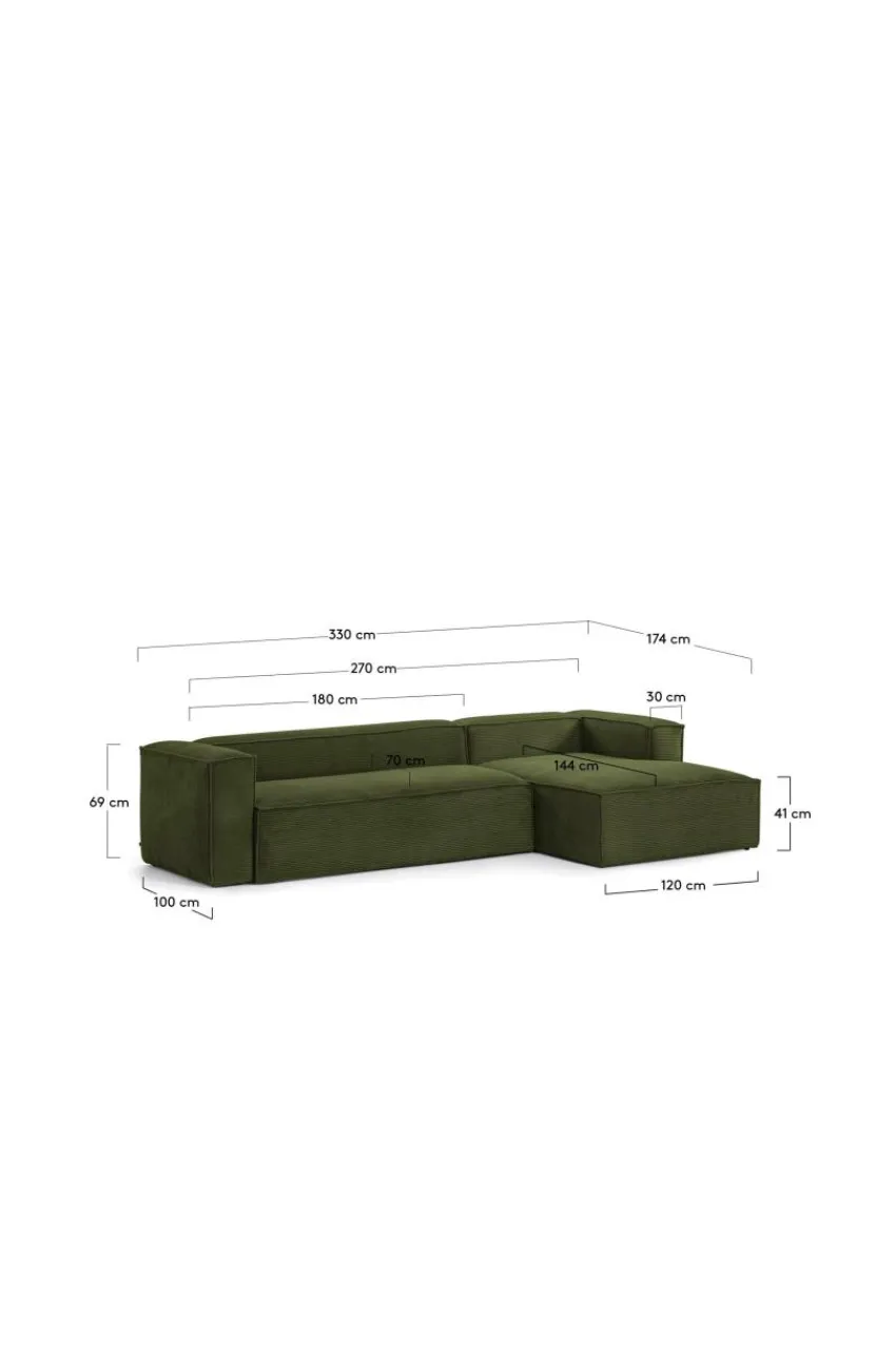 Soffor|Jotex BLOK Soffa 3-sits - Divan Höger Mörkgrön
