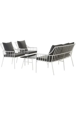Loungemöbler|Utemöbler|Jotex BOLONIA Loungemöbel - 4 Delar Vit/mörkgrå dyna