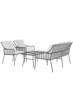 Loungemöbler|Utemöbler|Jotex BOLONIA Loungemöbel - 4 Delar Marinblå/vit dyna