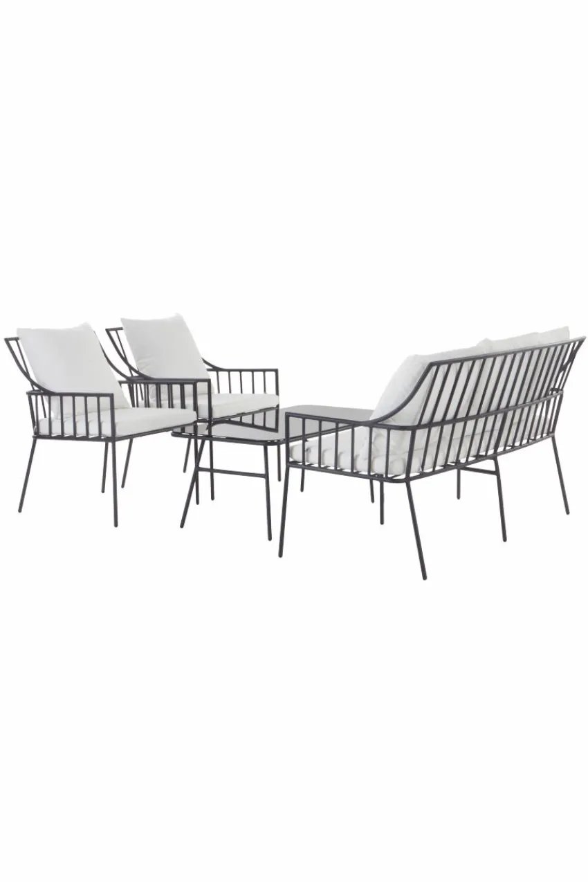 Loungemöbler|Utemöbler|Jotex BOLONIA Loungemöbel - 4 Delar Marinblå/vit dyna