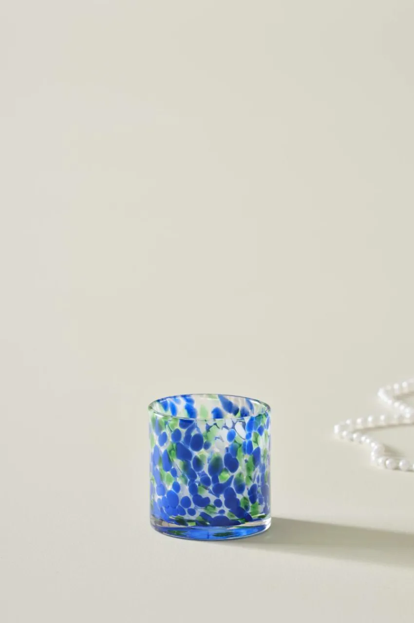 Ljuslyktor|Jotex BOSTON Ljuslykta Höjd 8,5 Cm Clear with blue green and white
