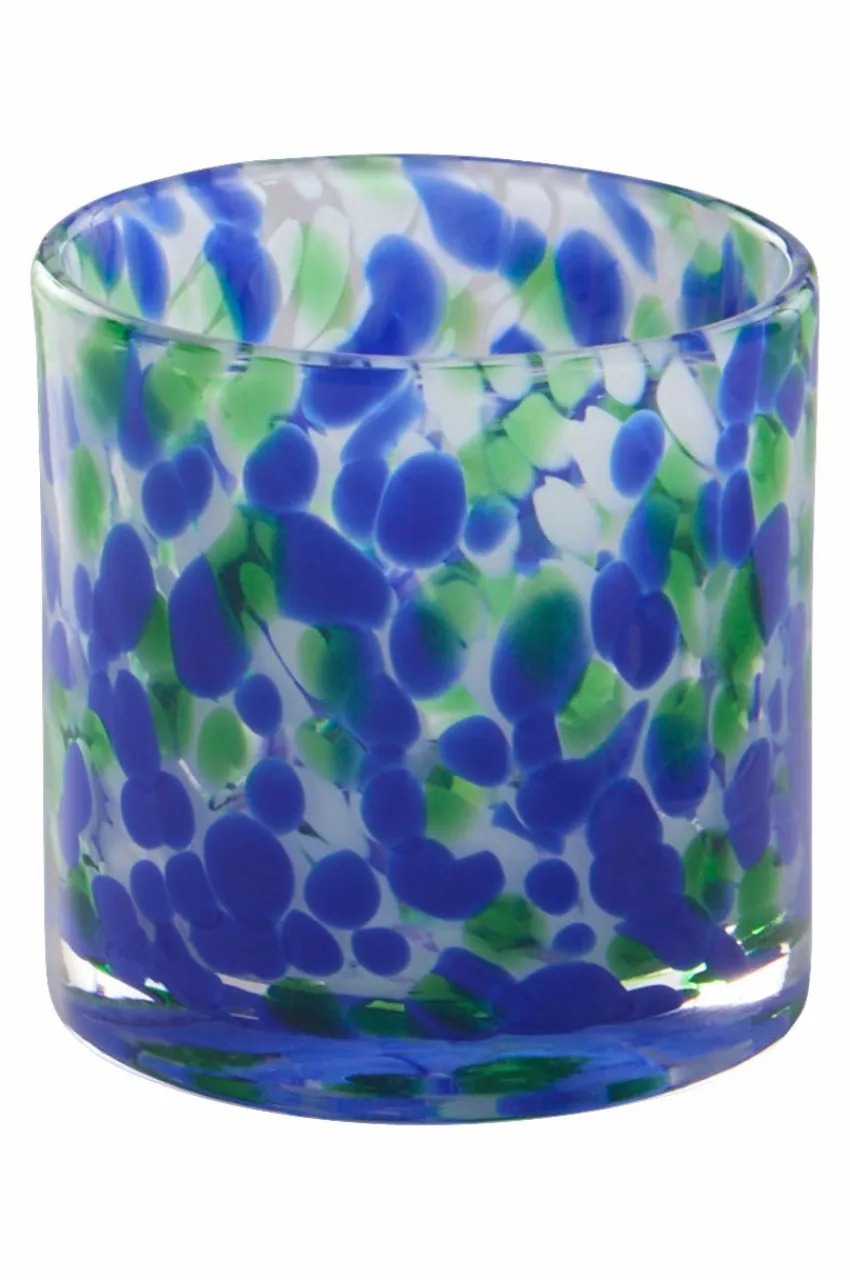 Ljuslyktor|Jotex BOSTON Ljuslykta Höjd 8,5 Cm Clear with blue green and white