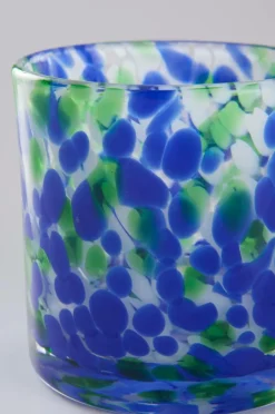 Ljuslyktor|Jotex BOSTON Ljuslykta Höjd 8,5 Cm Clear with blue green and white