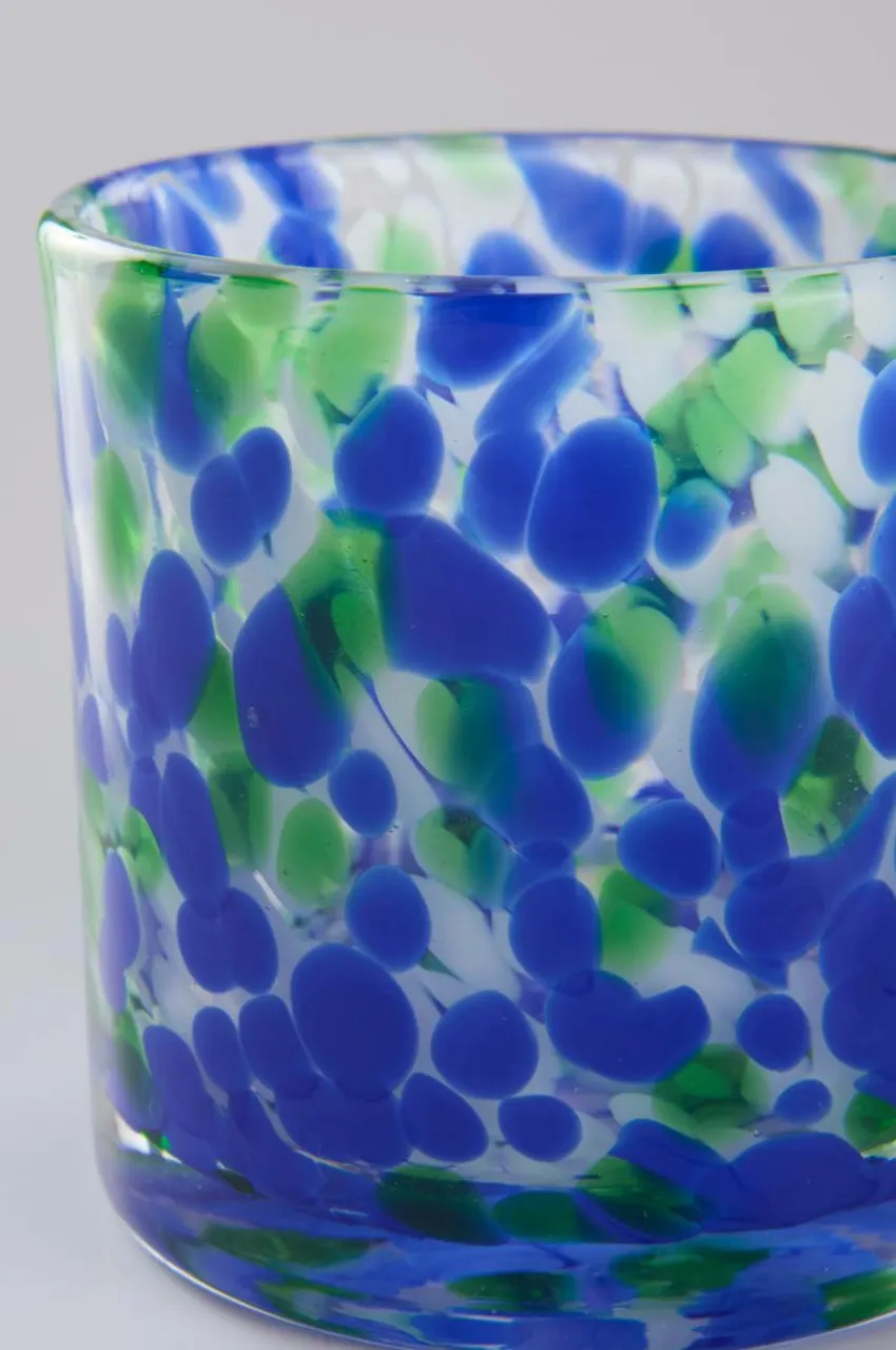 Ljuslyktor|Jotex BOSTON Ljuslykta Höjd 8,5 Cm Clear with blue green and white