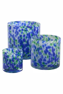 Ljuslyktor|Jotex BOSTON Ljuslykta Höjd 8,5 Cm Clear with blue green and white