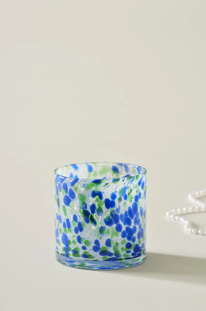 Ljuslyktor|Jotex BOSTON Ljuslykta Höjd 12 Cm Clear with blue green and white