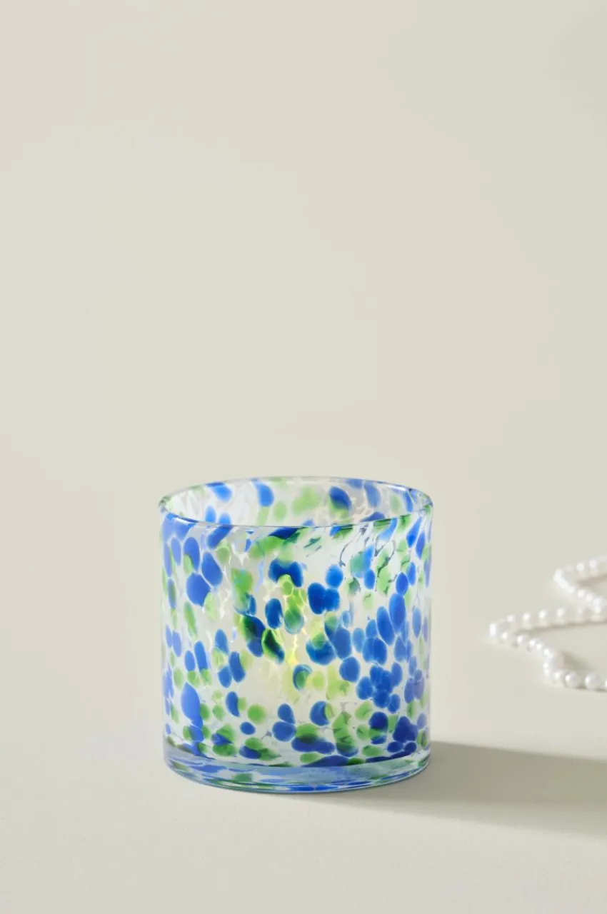 Ljuslyktor|Jotex BOSTON Ljuslykta Höjd 12 Cm Clear with blue green and white