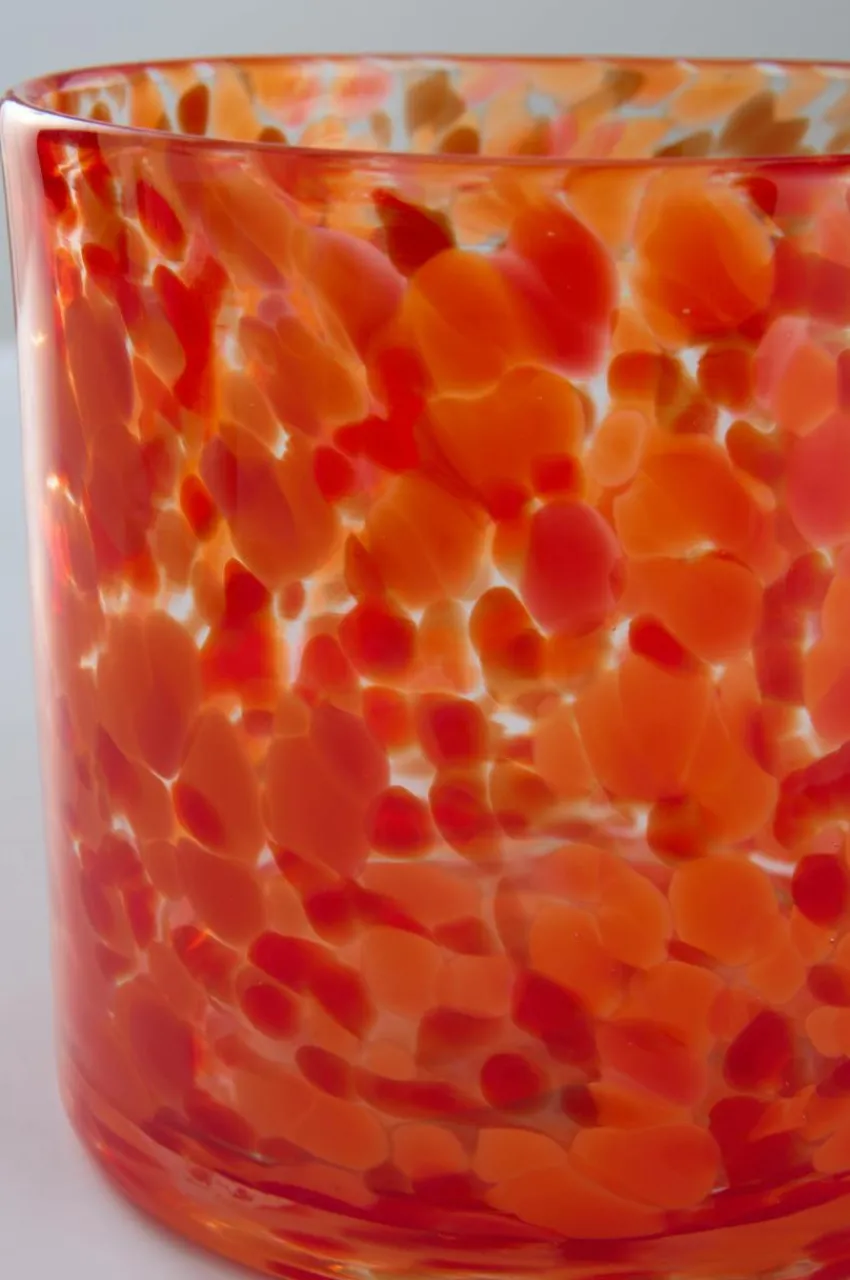 Ljuslyktor|Jotex BOSTON Ljuslykta Höjd 12 Cm Red organge clear