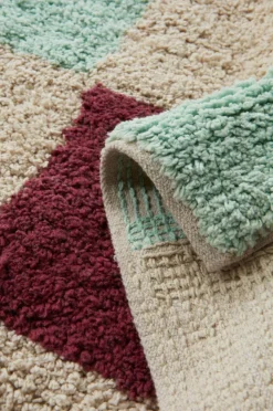 Bomulls- & Trasmattor|Jotex BURDIS Bomullsmatta 170x240 Cm Naturvit/röd/mint