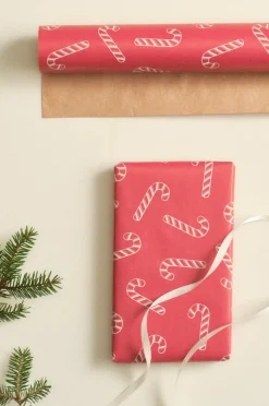 Presentpapper & Snöre|Juldekoration|Jotex CANDY CANES Presentpapper Röd/vit