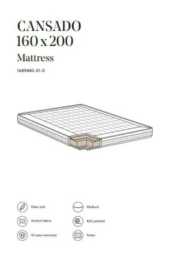 Resårmadrass|Jotex CANSADO Skummadrass Medium 160x200 Cm Vit