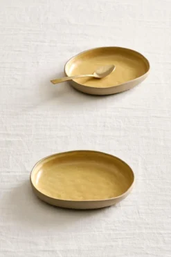Tallrikar|Jotex CARA Assiett 2-pack ø 16 Cm Senap/beige