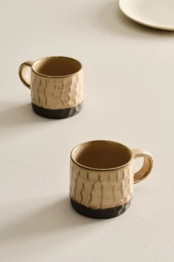 Koppar & Muggar|Jotex CARA Mugg 2-pack Mörkbrun/beige