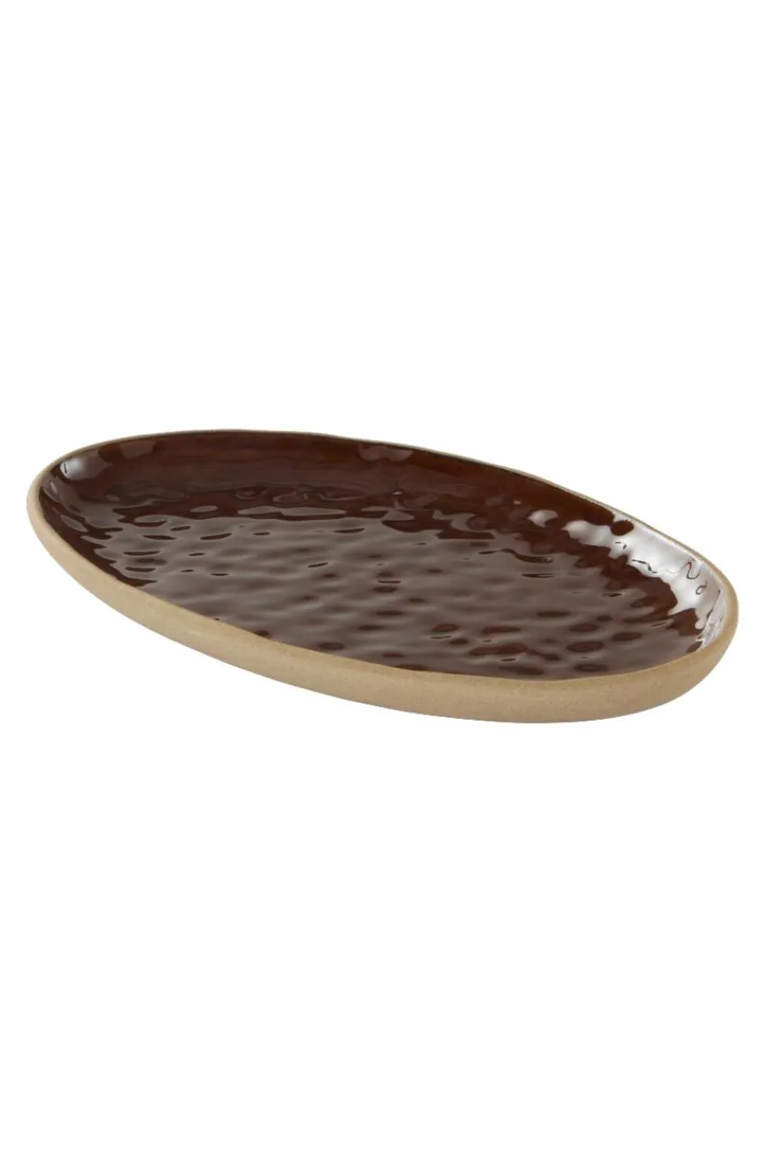 Brickor & Serveringsfat|Jotex CARA Serveringsfat 29x18 Cm Mörkbrun/beige