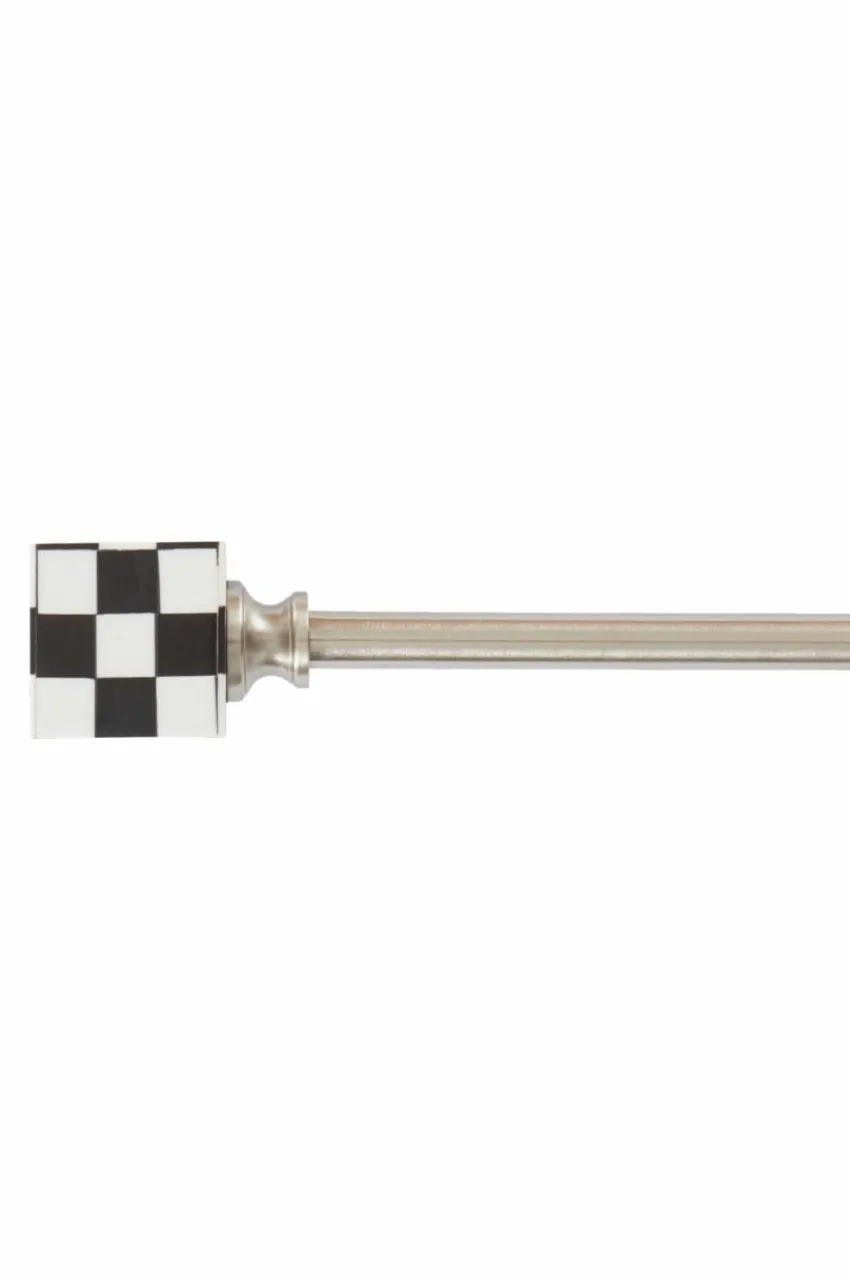 Gardinstänger|Jotex CHECK Gardinstång 149-196 Cm Silver/svart/vit