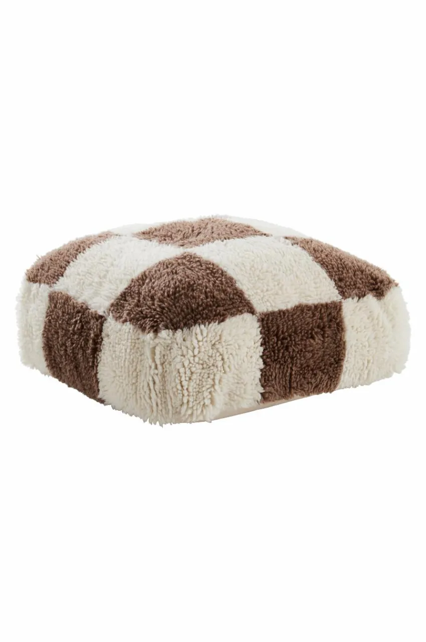 Sittpuffar|Jotex CHESS Sittpuff 80x80 Cm Brun/vit