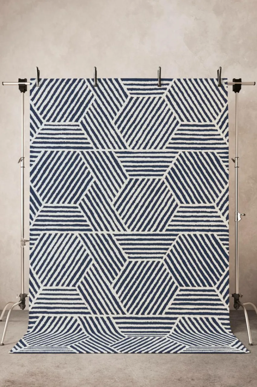 Viskosmattor|Jotex CLADY Viskosmatta 200x300 Cm Blå/vit