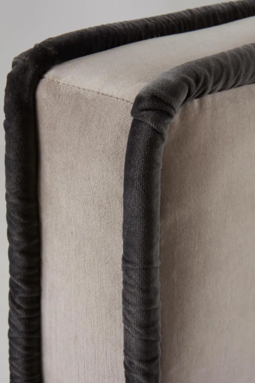 Sänggavlar|Jotex CLIFTON Sänggavel 180 Cm Greige/mörkgrå piping
