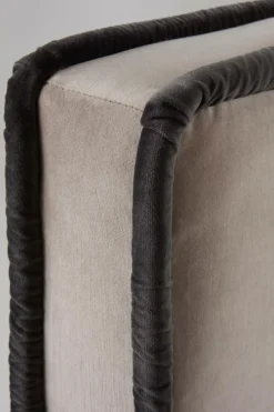 Sänggavlar|Jotex CLIFTON Sänggavel 120 Cm Greige/mörkgrå piping