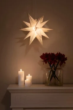 Julbelysning|Jotex 3-D Pappersstjärna LED Höjd 45 Cm Vit
