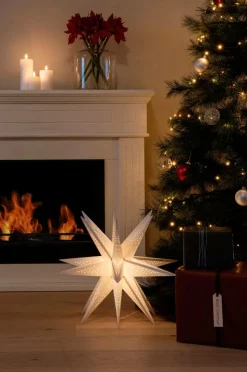 Julbelysning|Jotex 3-D Pappersstjärna LED Höjd 60 Cm Vit