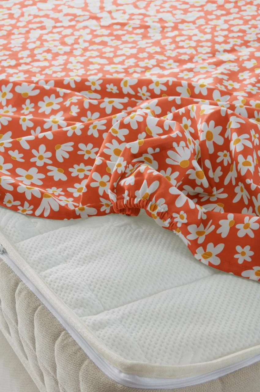 Barnsängkläder|Jotex DAISY MINI Dra-på-lakan - Ekologisk Orange