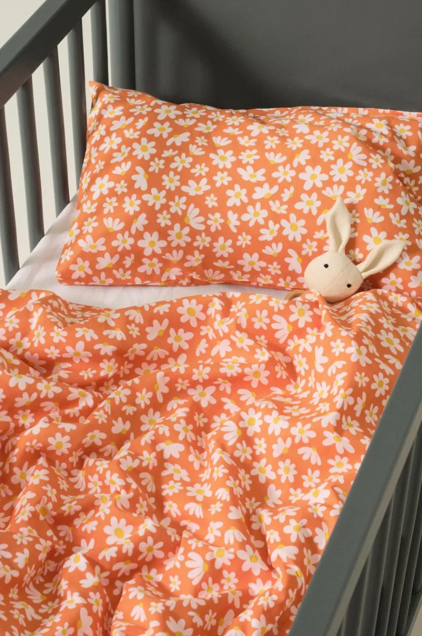 Barnsängkläder|Jotex DAISY MINI Påslakanset Spjälsäng - Ekologisk Orange
