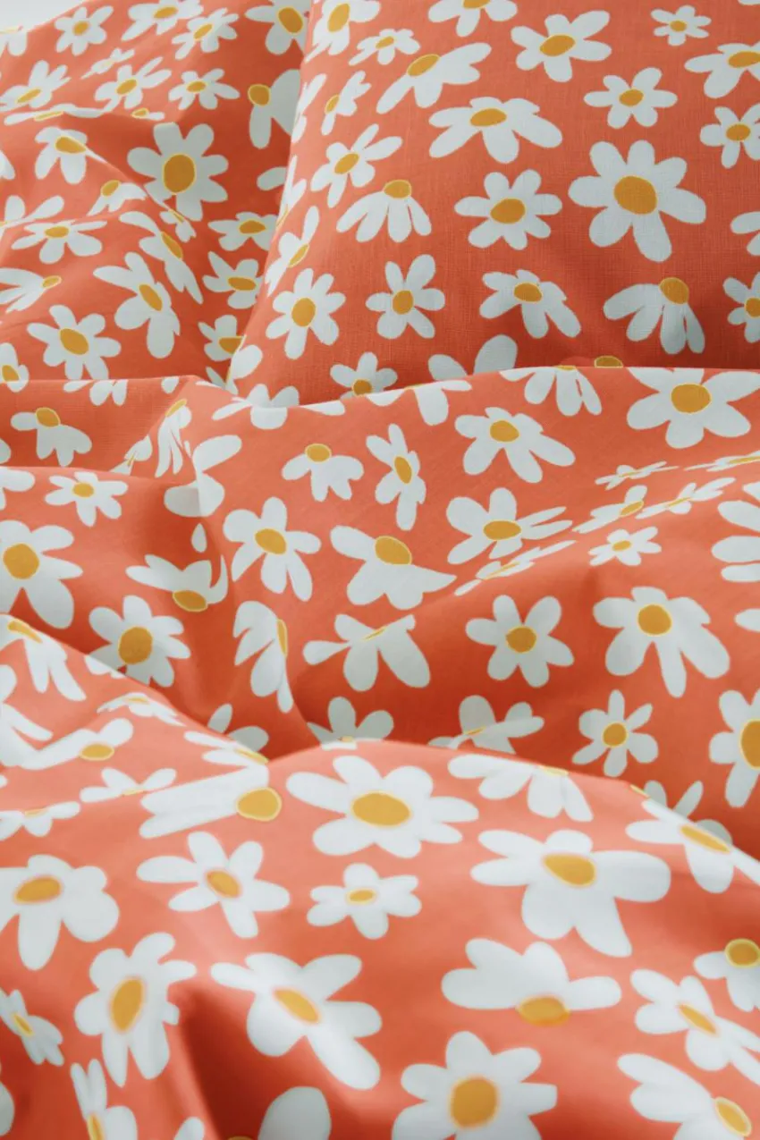 Påslakanset|Jotex DAISY Påslakanset Dubbelsäng - Ekologisk Orange