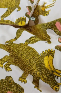 Barnsängkläder|Jotex DINO BABY Påslakanset Vagn/vagga - Ekologisk Rosa/gul