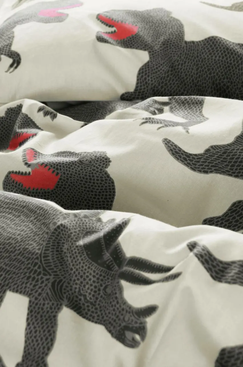 Barnsängkläder|Jotex DINO MINI Påslakanset Spjälsäng - Ekologisk Vit/svart