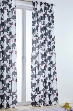 Barngardiner|Jotex DINO Multifunktionsgardin 2-pack - Ekologisk Vit/svart