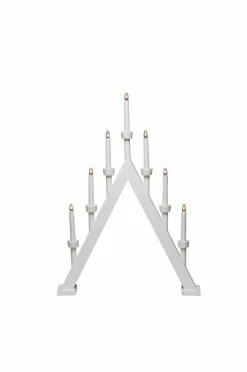 Julbelysning|Jotex Eljusstake 7 Lj Trä 65cm Vit