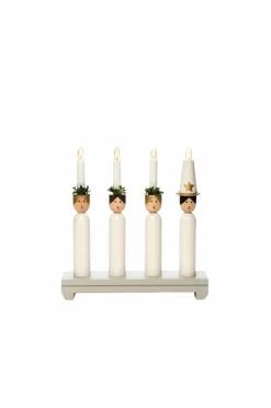 Julbelysning|Jotex Elljusstake 4 Ljus "Lucia" 30cm Grå