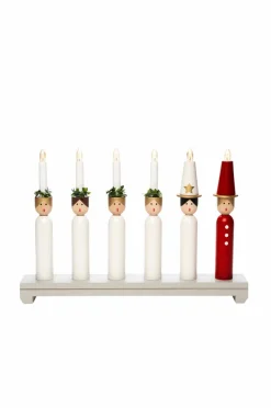 Julbelysning|Jotex Elljusstake 6 Ljus "Lucia" 30cm Grå
